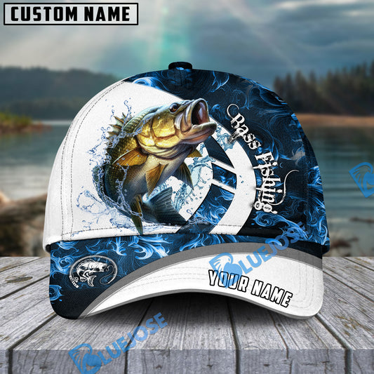 BlueJose Bass Fishing Blue Flame Sport Custom Name Cap