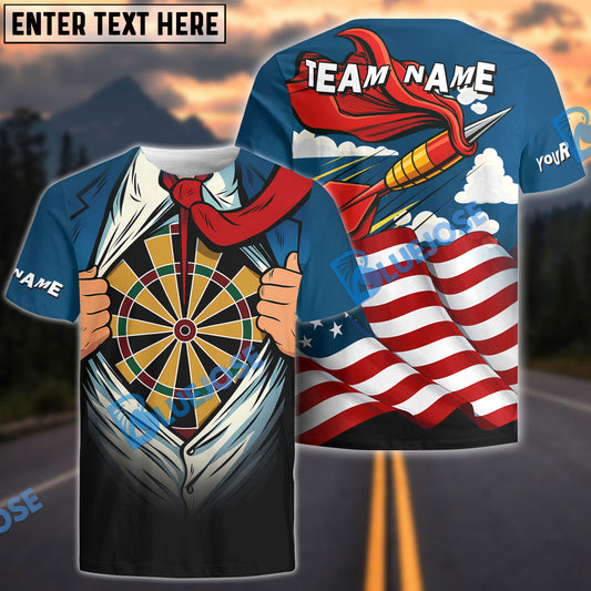 BlueJose Darts American Super Arrow Man Personalized Name Shirt