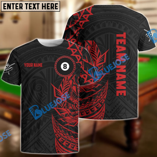 BlueJose Billiards Viking Red & Black Pattern Personalized Name, Team Name Shirt