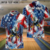 BlueJose Bowling Eagle Color of US Flag Customized Name, Team Name 3D Shirt