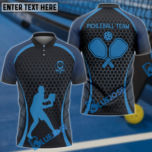 BlueJose Personalized Name, Team Name Blue Honeycomb Custom Pickleball 3D Shirt