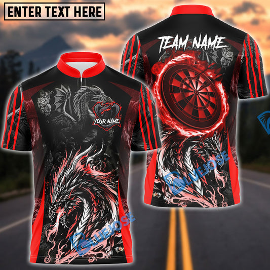 BlueJose Darts Angry Dragon Multicolor Options Personalized Name Pocket Shirt (4 Colors)