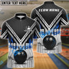 BlueJose Bowling And Pin Black White Red V-Stripe Strike Ball & Pins 3D Design Customized Name, Team Name 3D Shirt (6 Colors)