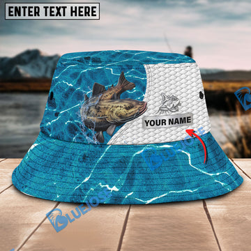 BlueJose Custom Name Catfish Fishing Blue Fishing Bucket Hat