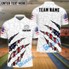 BlueJose Bowling And Pins USA Flags Ripped Claw Patriotic Design Customized Name, Team Name 3D Shirt