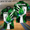 BlueJose Bowling And Pins Fire Destroys Darkness Customized Name 3D Shirt ( 5 Colors)