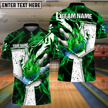 BlueJose Bowling And Pins Fire Destroys Darkness Customized Name 3D Shirt ( 5 Colors)