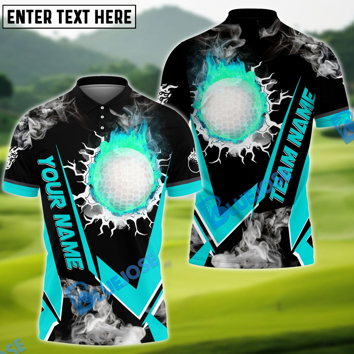 BlueJose Golf Flame Declare War Customized Name, Team Name 3D Shirts (4 Colors)