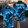 BlueJose Darts Bull Fire Flames Caro Pattern Multicolor Options Personalized Name Shirt (4 Colors)