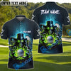 BlueJose Skull Reaper Golf Fire Customized Name, Team Name 3D Shirts (4 Colors)