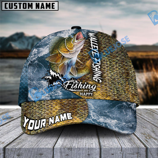 BlueJose Personalized Walleye Fishing Skin Seawave Classic Cap