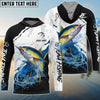 Bluejose Tuna Fishing Black White Water Flow Custom Name & Team Name 3D Shirts