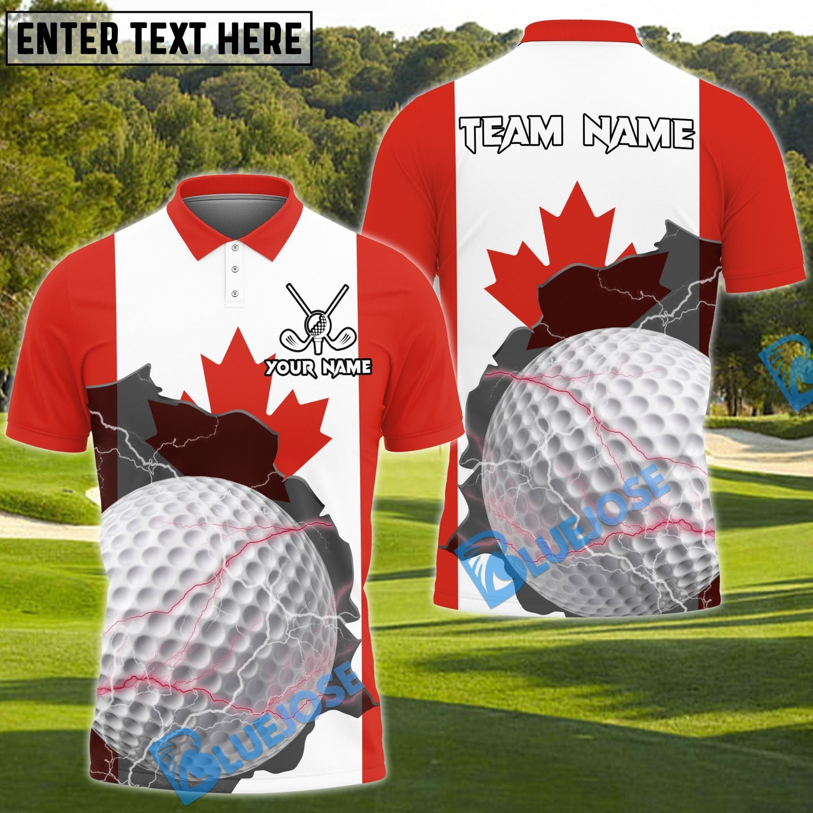 BlueJose Golf Flag Customized Name, Team Name 3D Shirts (4 Colors)
