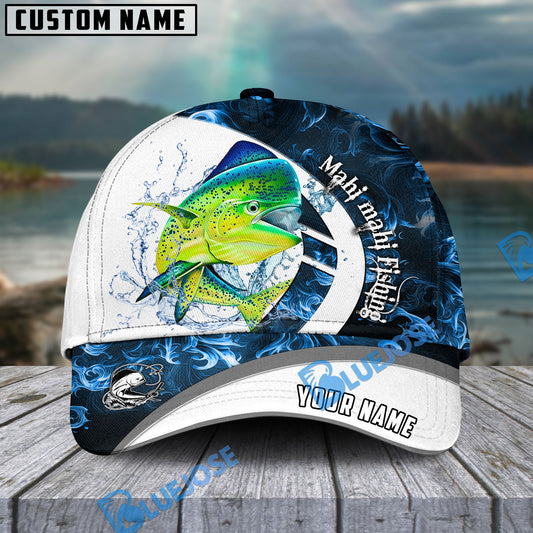 BlueJose Mahi mahi Fishing Blue Flame Sport Custom Name Cap