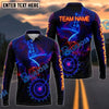 BlueJose Darts Eagle Neon Glow Personalized Name Long Sleeve Polo Shirt (4 Colors)