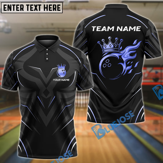 BlueJose Bowling Golden Royal Flame Customized Name, Team Name 3D Shirt (4 Colors)