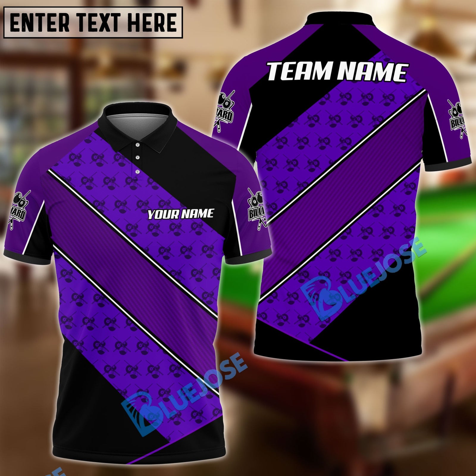 BlueJose Billiards Team Personalized Name Shirt (6 Colors)