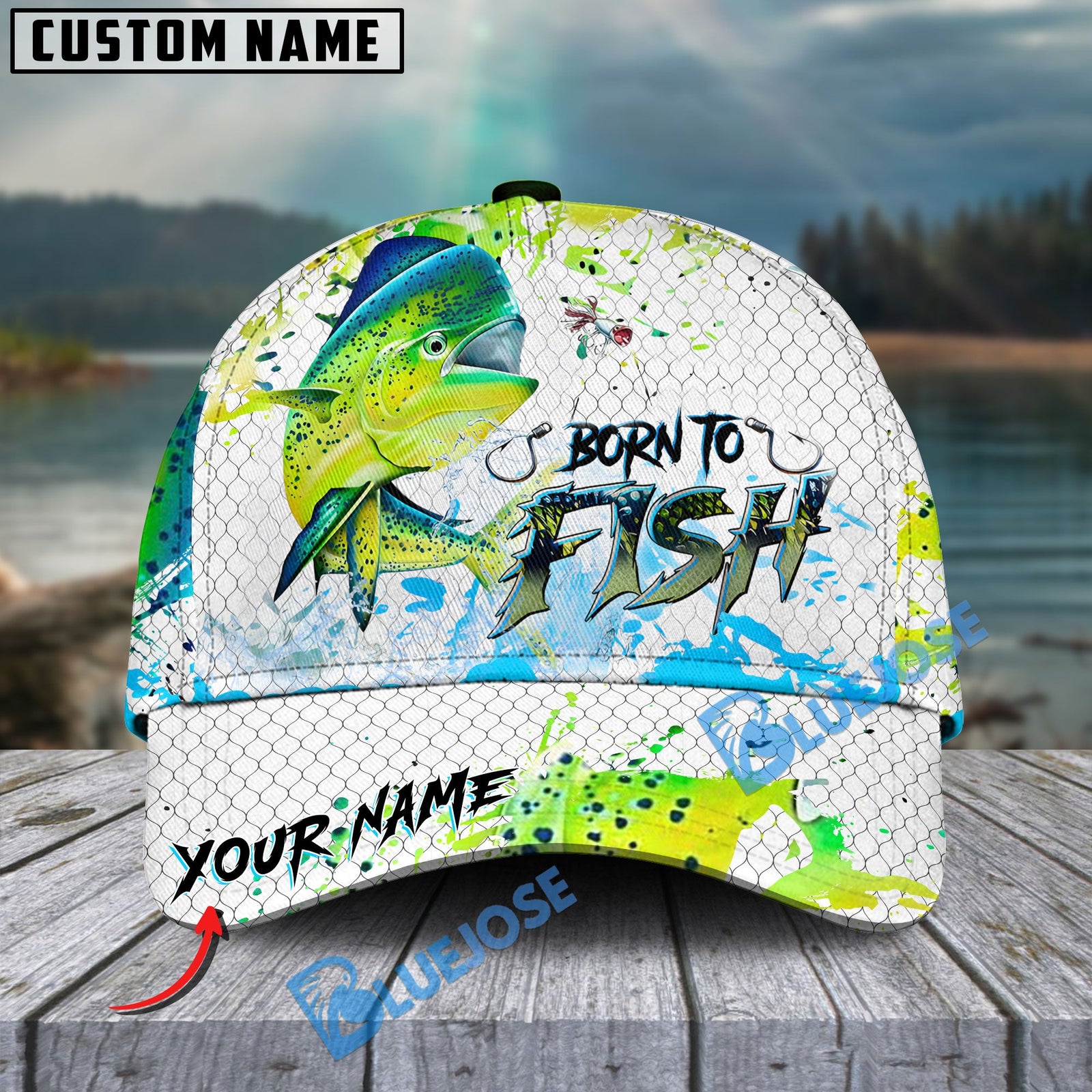 BlueJose Mahi-Mahi Fishing Skin Dynamic Jump Personalized Cap