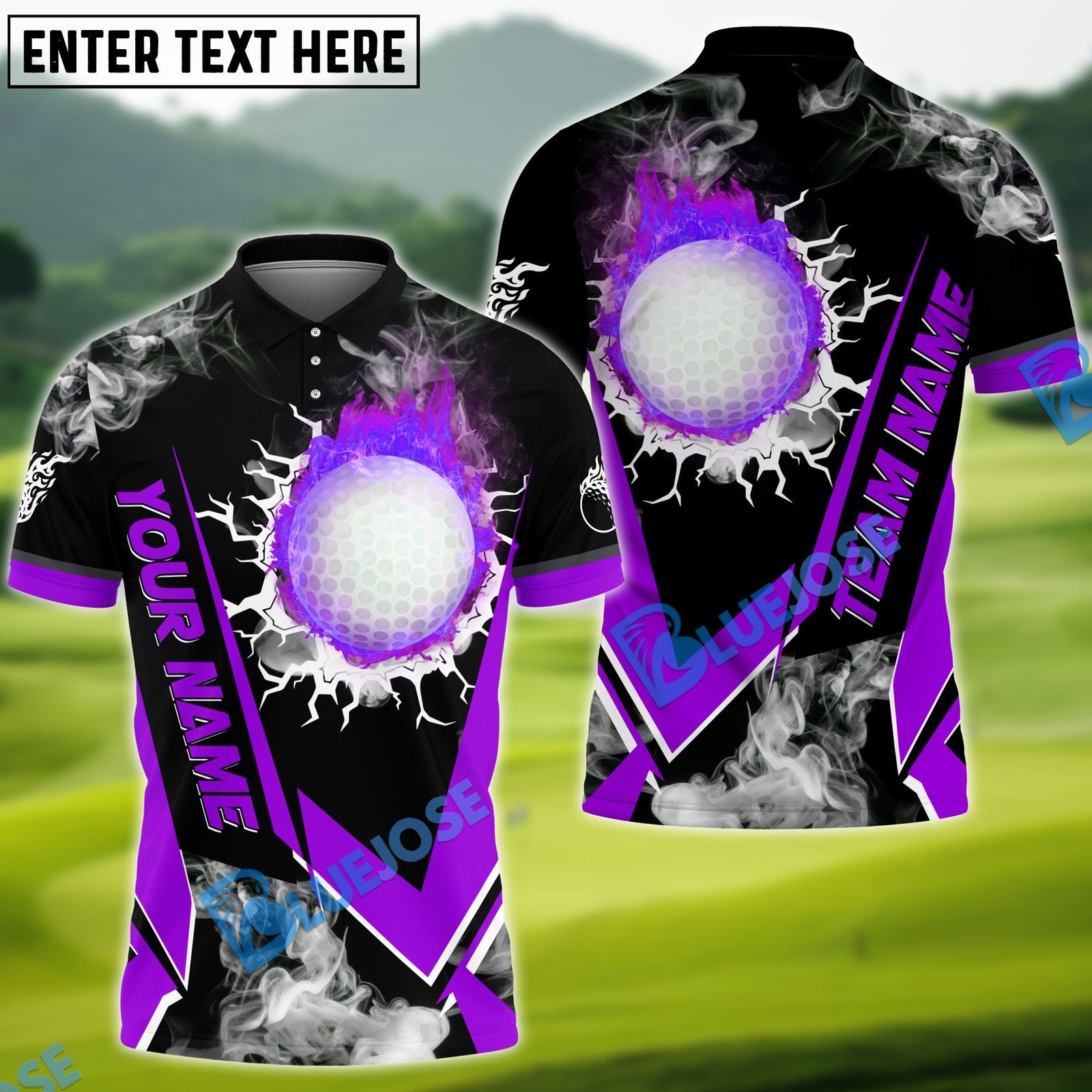 BlueJose Golf Flame Declare War Customized Name, Team Name 3D Shirts (4 Colors)