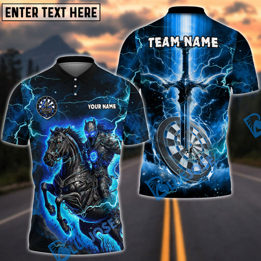 BlueJose Darts Fantasy Knight Thunder Lightning Pattern Multicolor Options Personalized Name Shirt (4 Colors)