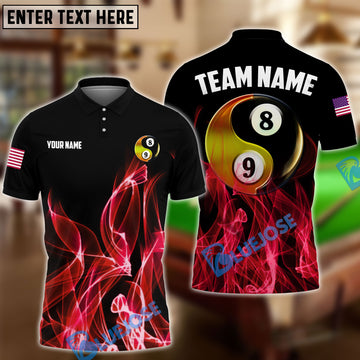 BlueJose Billiards Heavenly Flame Personalized Name, Team Name Unisex Shirt