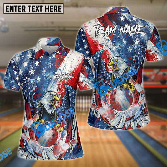 BlueJose Bowling Eagle Color of US Flag Customized Name, Team Name 3D Shirt