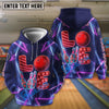 BlueJose Bowling LOVE With Pins And Ball In Neon Design Customized Name, Team Name 3D Shirt