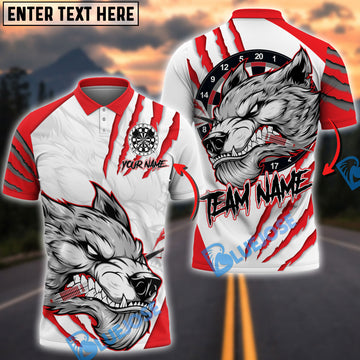 BlueJose Darts Savage Wolf & Claw Marks Customized Name, Team Name 3D Shirt (4 Colors)