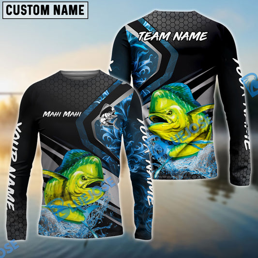 Bluejose Mahi-Mahi Fishing Smoke Premium Custom Name & Team Name 3D Shirts (2 Colors)