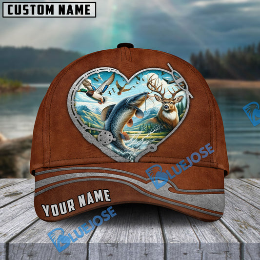 BlueJose Catfish Fishing Heart Personalized Name Cap