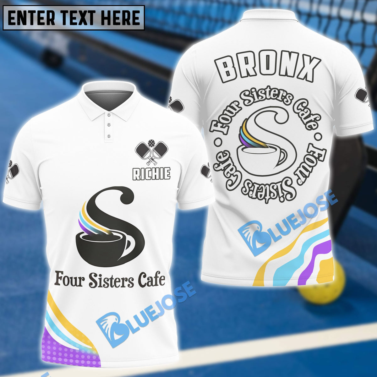BlueJose Four Sisters Cafe Pickle Ball Personalized Shirt