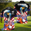 BlueJose Golf Eagle Fire Ball Flag Pattern Customized Name, Team Name 3D Shirts (4 Colors)