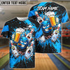 BlueJose Bowling & Pins Beer Party Funny Cartoon Customized Name, Team Name 3D Shirt (6 Colors)