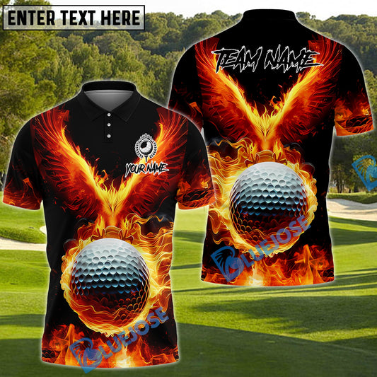 BlueJose Golf Fire Phoenix Customized Name, Team Name 3D Shirts (4 Colors)