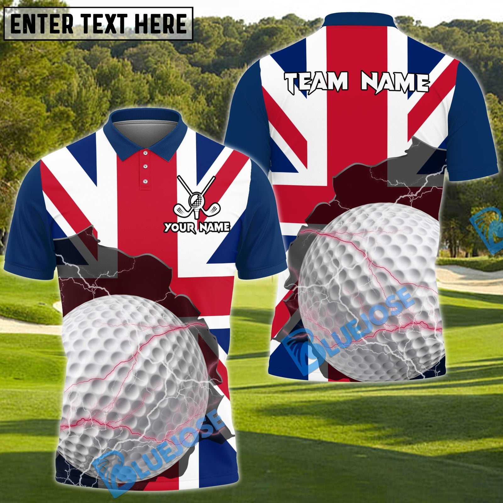 BlueJose Golf Flag Customized Name, Team Name 3D Shirts (4 Colors)
