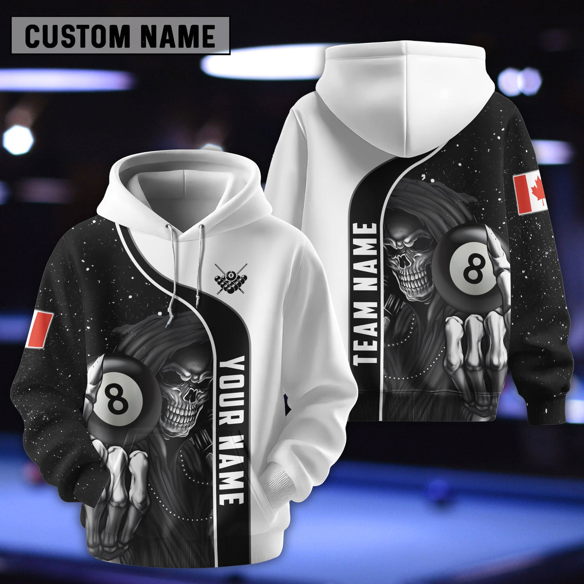 BlueJose Billiards Reaper CA Flag Personalized Name, Team Name 3D Shirt