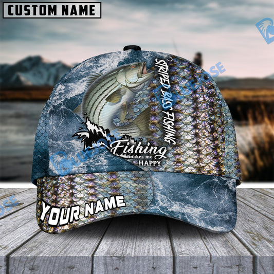 BlueJose Personalized Striped Bass Fishing Skin Seawave Classic Cap