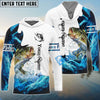 BlueJose Customize Name Bass Fishing Water & White 3D Shirts