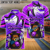 BlueJose Bowling Ball & Pins Angry Bear Customized Name, Team Name 3D Shirt (4 Colors)