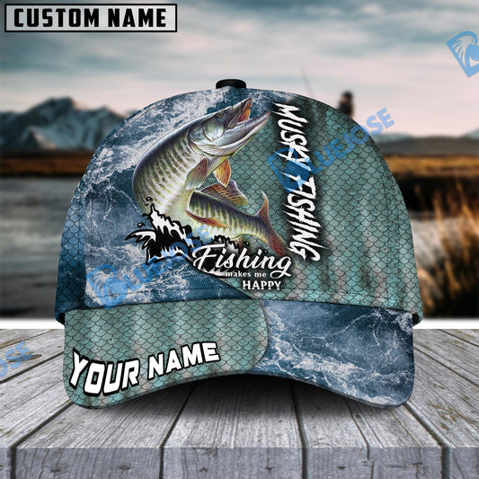 BlueJose Personalized Musky Fishing Skin Seawave Classic Cap