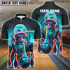 BlueJose Bowling And Pins Cat Neon Style Customized Name, Team Name 3D Shirt (4 Colors)