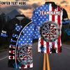 BlueJose Darts Patriotic American Flag Customized Name, Team Name 3D Shirt