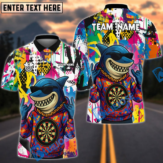 BlueJose Darts HipHop Shark With Dartboard Design Personalized Name Shirt