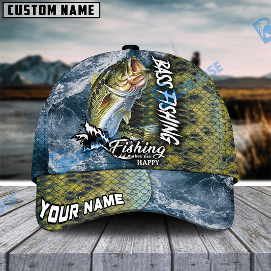 BlueJose Personalized Bass Fishing Skin Seawave Classic Cap