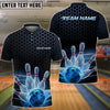 BlueJose Bowling And Pins Hexagon Impact Customized Name, Team Name 3D Shirt (4 Colors)