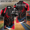 BlueJose Bowling And Pins Strike Flaming Ball Pins Customized Name, Team Name 3D Shirt (4 Colors)