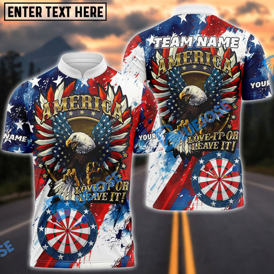 BlueJose Darts American Eagle with USA Flag Dartboard Stars Personalized Name Shirt