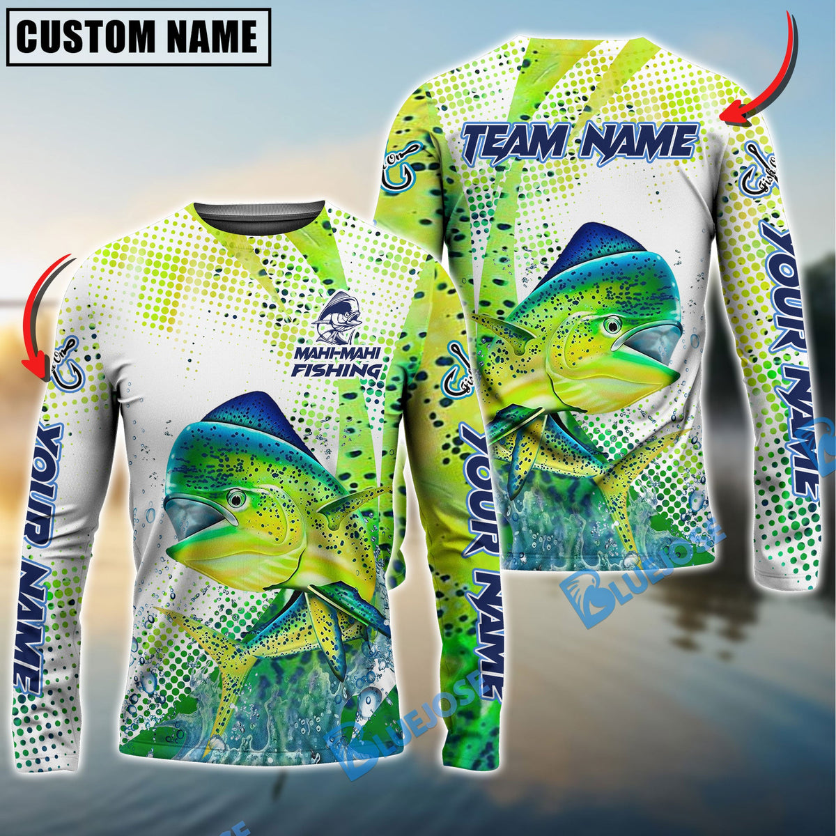 BlueJose Mahi-Mahi Water Sport Jersey Custom Name &amp; Team Name Shirts
