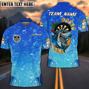 BlueJose Darts Angry Shark With Underwater Bubble Effect Personalized Name, Team Name Shirt