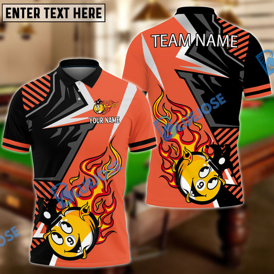 BlueJose Billiards Ball 9 Pool Funny Blazing Strike Personalized Name & Team Name Shirt (4 Colors)